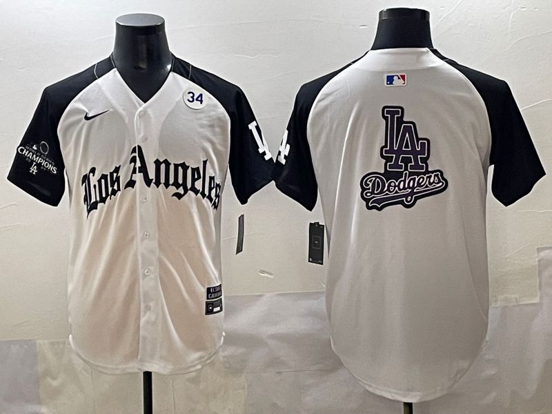 Men 2025 Los Angeles Dodgers Blank White black Five generations Joint Name Nike MLB Jersey style 52628